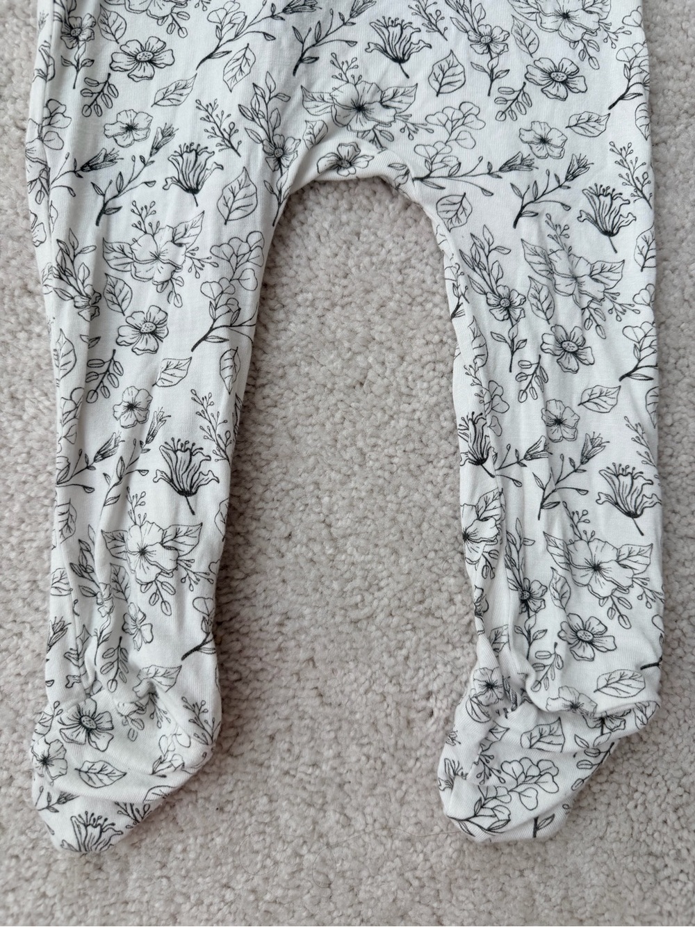 Little Me White and Black Floral Footie Ruffled Zippered One Piece - Picture 10 of 10